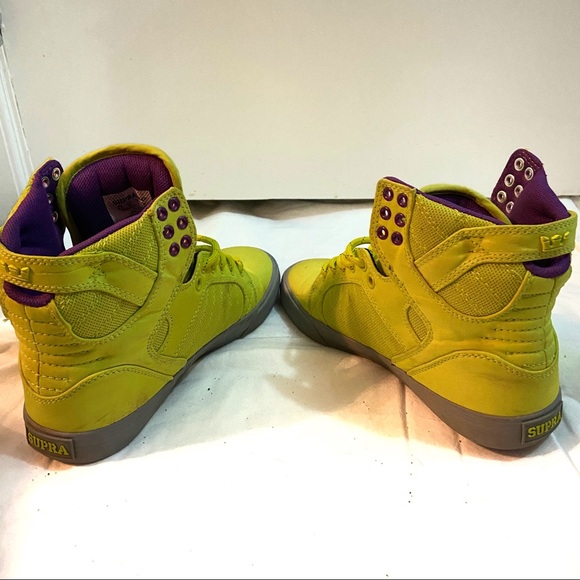 Supra Mens SKYTOP Yellow & Purple High Top Shoes - Picture 4 of 6
